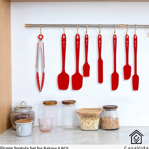 CasaVida Silicone Spatula Set 1piece Seamless Kitchen Bakeware Baking Mixing 8pc - Picture 9 of 12